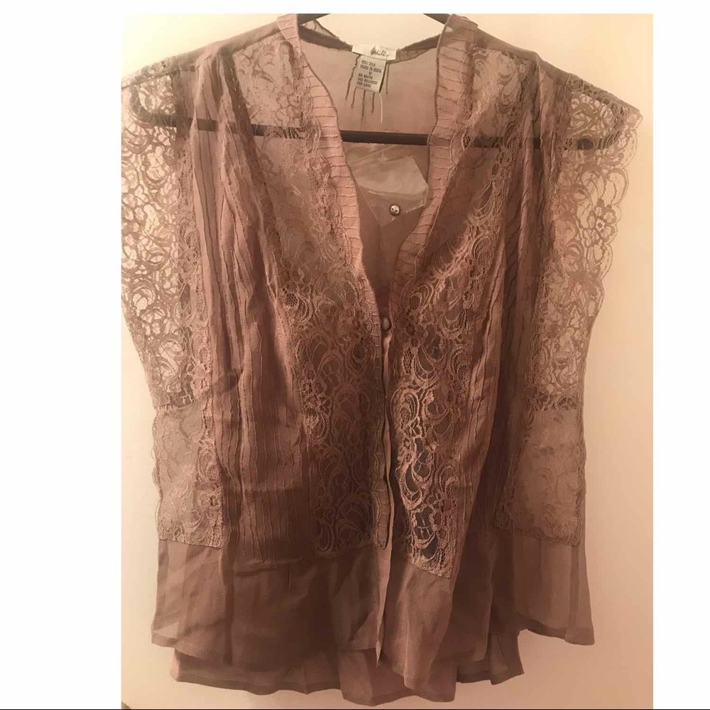 Anthropologie button down silk blouse sleeveless